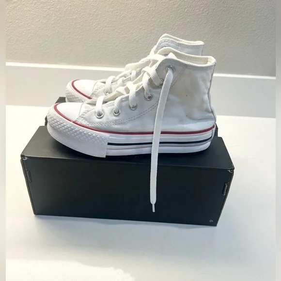 Converse White High-Top Platform Sneakers Size 13 - Picture 2 of 8